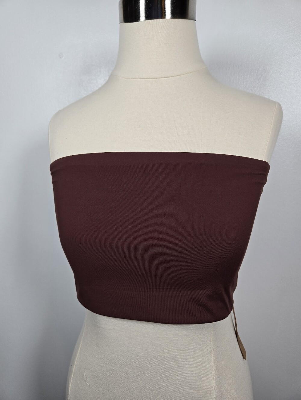 NEW EasyGala Brown Stretch Fitted Strapless Tube Crop Top Size XL